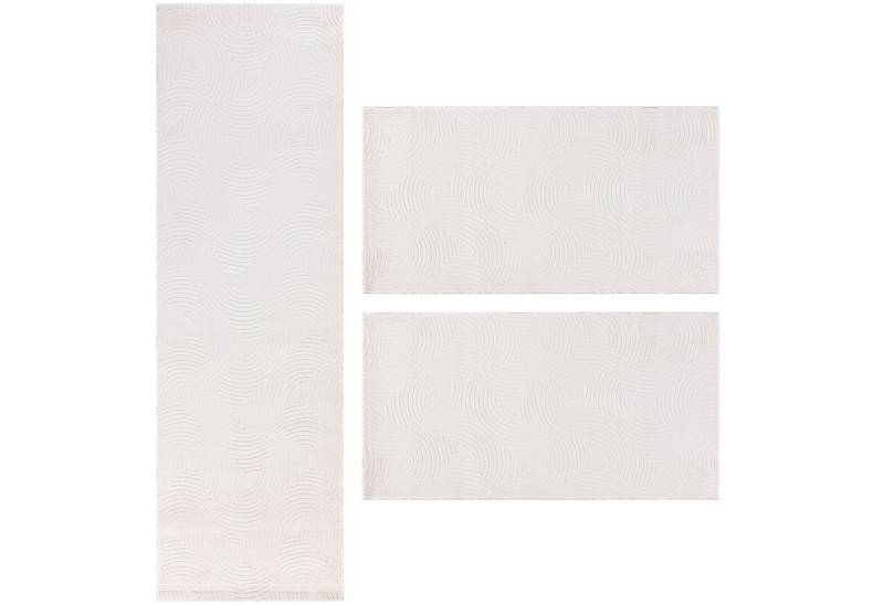 Villa Möbel Kurzflor-Bettumrandung Geometrisch Design, Höhe 12 mm, (3-tlg), Teppich Wohnzimmer Boho Design Skandinavische Stil Natur Optik von Villa Möbel
