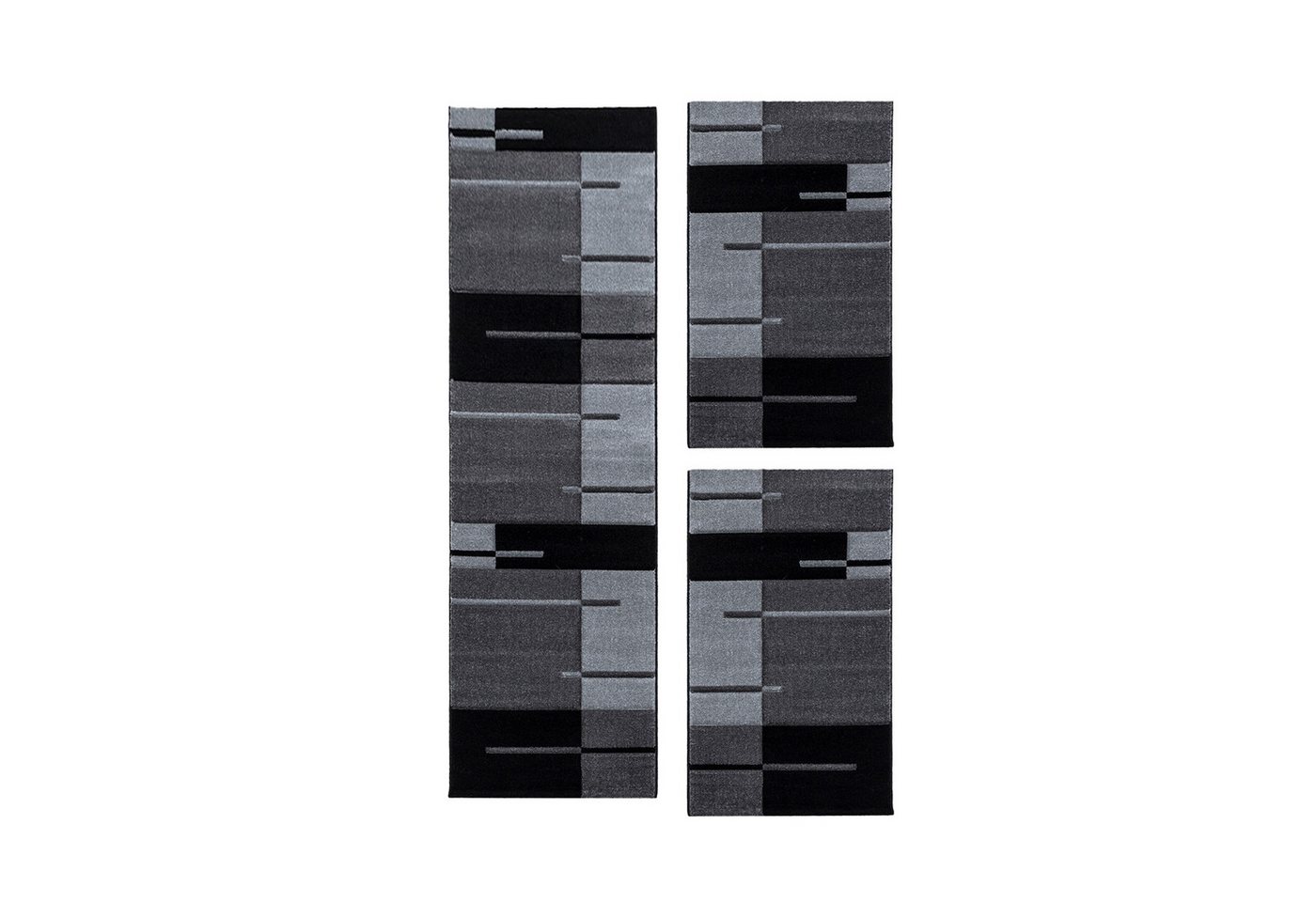 Villa Möbel Kurzflor-Bettumrandung Kariert Design, Höhe 13 mm, (3-tlg), Designer Wohnzimmer Teppich Kurzflor handgearbeiteter Konturenschnitt von Villa Möbel
