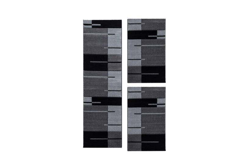 Villa Möbel Kurzflor-Bettumrandung Kariert Design, Höhe 13 mm, (3-tlg), Designer Wohnzimmer Teppich Kurzflor handgearbeiteter Konturenschnitt von Villa Möbel