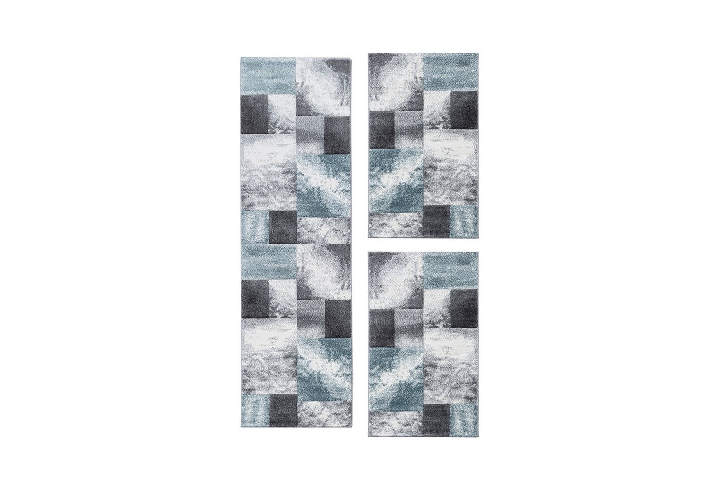 Villa Möbel Kurzflor-Bettumrandung Kariert Design, Höhe 13 mm, (3-tlg), Wohnzimmer Teppich Rot Kurzflor Konturenschnitt Kariert Design von Villa Möbel