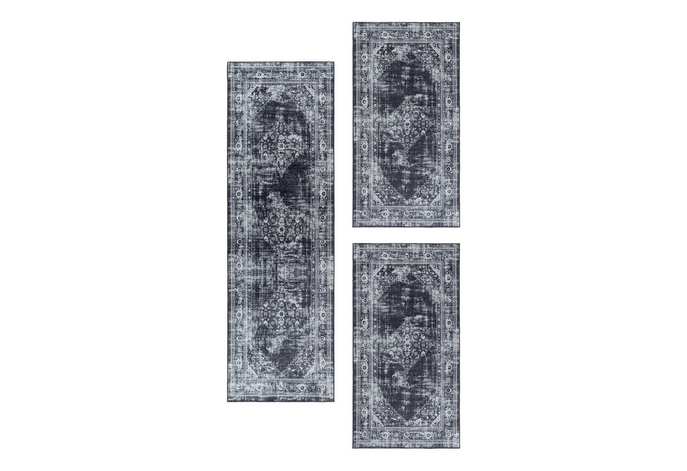 Villa Möbel Kurzflor-Bettumrandung Orientalisch Design, Höhe 7 mm, (3-tlg), Waschbarer Teppich Orient Design Rutschfest Teppich Wohnzimmer von Villa Möbel