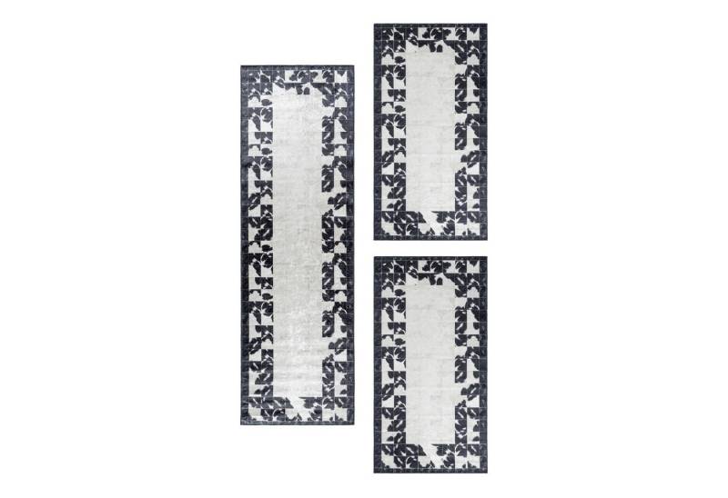 Villa Möbel Kurzflor-Bettumrandung Orientalisch Design, Höhe 7 mm, (3-tlg), Waschbarer Teppich Patchwork Design Rutschfest Teppich Wohnzimmer von Villa Möbel