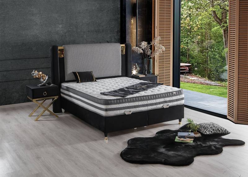 Villa Möbel Boxspringbett MORENO (Bett Set, Bettset), Bettkasten mit XXL Stauraum & Gasdruckfedern für einfache Handhabung von Villa Möbel