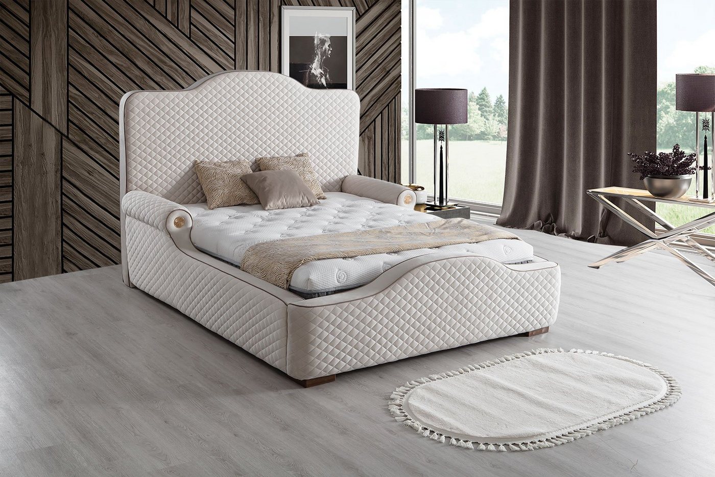 Villa Möbel Boxspringbett OSLO (Bett Set, Bettset), Bettkasten mit XXL Stauraum & Gasdruckfedern für einfache Handhabung von Villa Möbel