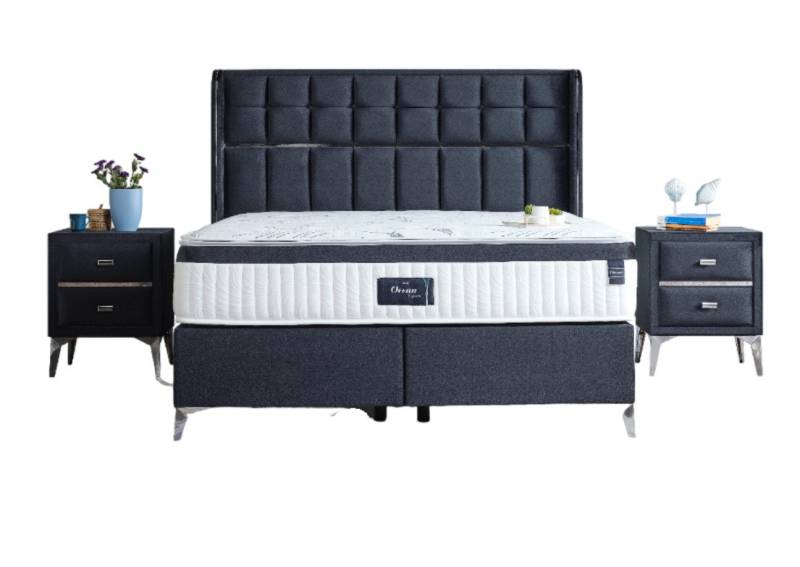Villa Möbel Polsterbett Ocean (Bett Set, 4-tlg., Bett Set aus Bettkasten, Kopfteil und Matratze), Bettkasten mit XXL Stauraum & Gasdruckfedern für einfache Handhabung von Villa Möbel