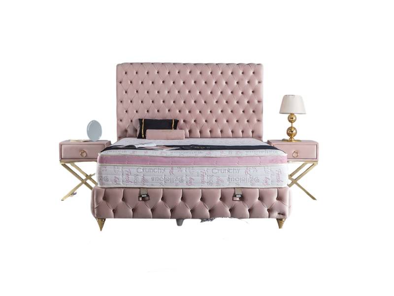 Villa Möbel Polsterbett ROSA DIAMANT (Bett Set, 3-tlg., Bett Set aus Bettkasten, Kopfteil und Matratze), Bettkasten mit XXL Stauraum & Gasdruckfedern für einfache Handhabung von Villa Möbel
