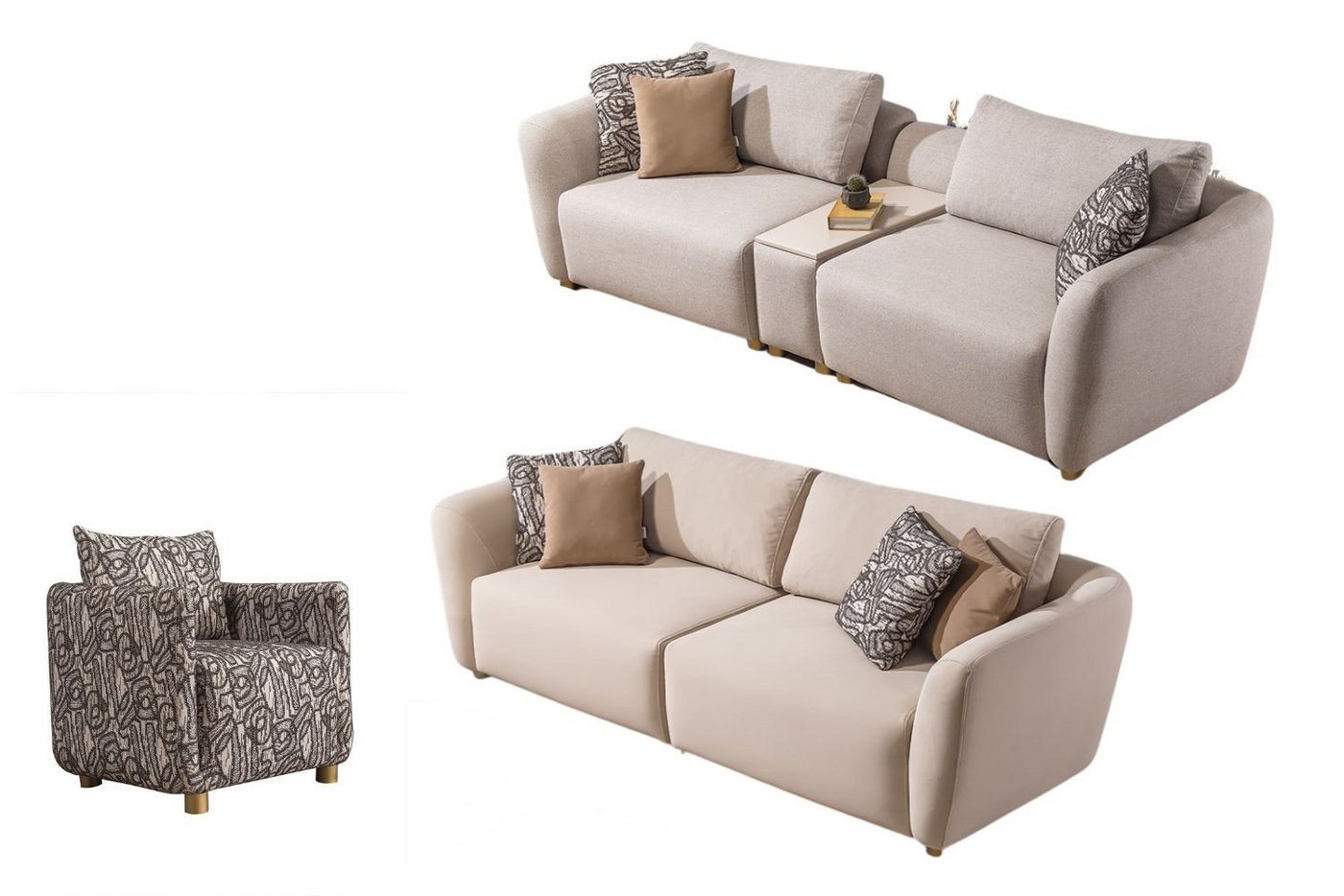 Villa Möbel Polstergarnitur Allegro, (Set, 3-tlg), mit Relax-/Bettfunktion durch verstellbare Rückenlehne von Villa Möbel