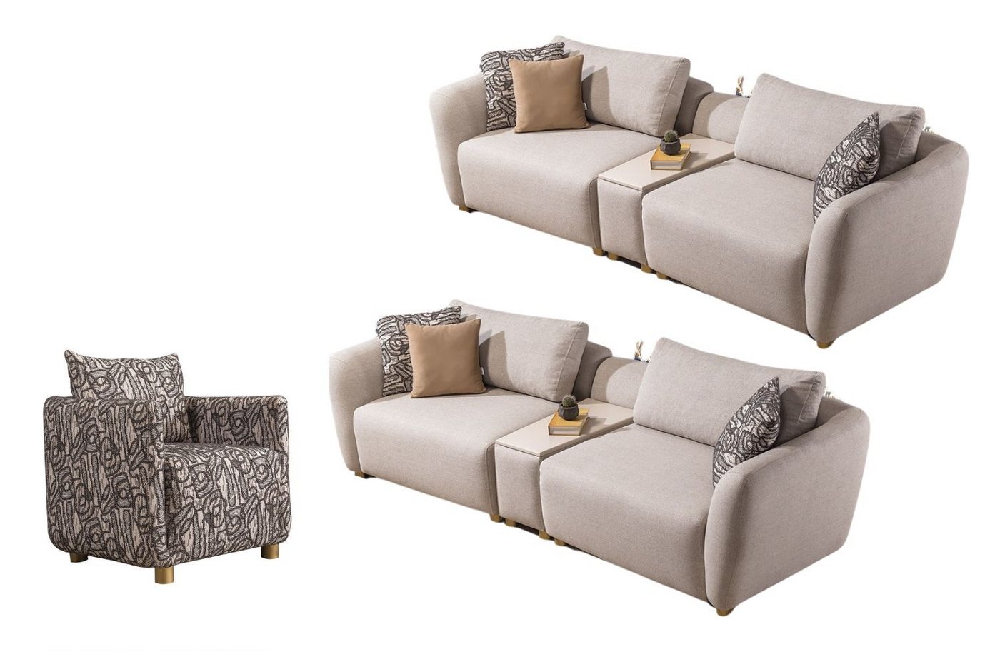 Villa Möbel Polstergarnitur Allegro, (Set, 3-tlg), mit Relax-/Bettfunktion durch verstellbare Rückenlehne von Villa Möbel