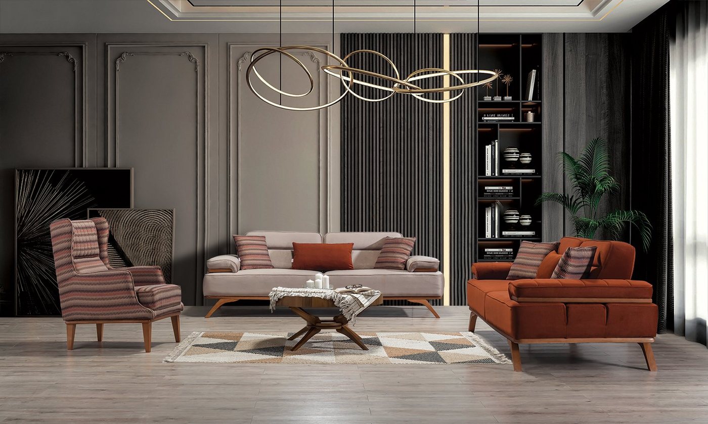 Villa Möbel Polstergarnitur Andorra, (Set, 3-tlg), mit Relax-/Bettfunktion durch verstellbare Rückenlehne von Villa Möbel