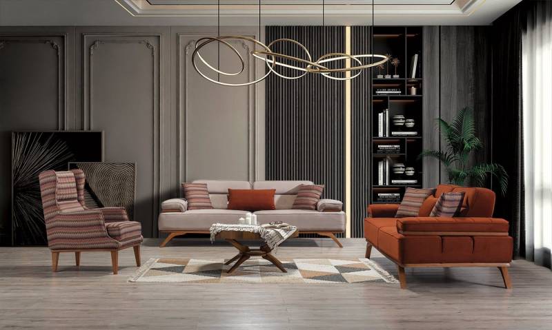 Villa Möbel Polstergarnitur Andorra, (Set, 3-tlg), mit Relax-/Bettfunktion durch verstellbare Rückenlehne von Villa Möbel