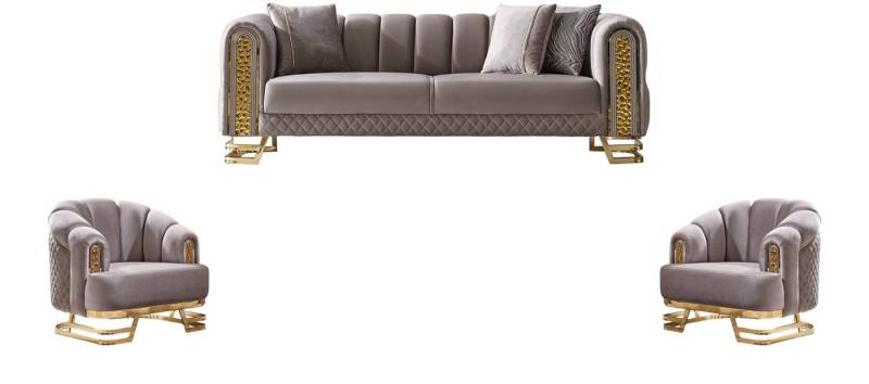 Villa Möbel Polstergarnitur Aveline, (Set, 3-tlg., Set besteht aus: 3 Sitzer + Sessel + Sessel), Modernes Design mit klassischen Elementen kombiniert von Villa Möbel
