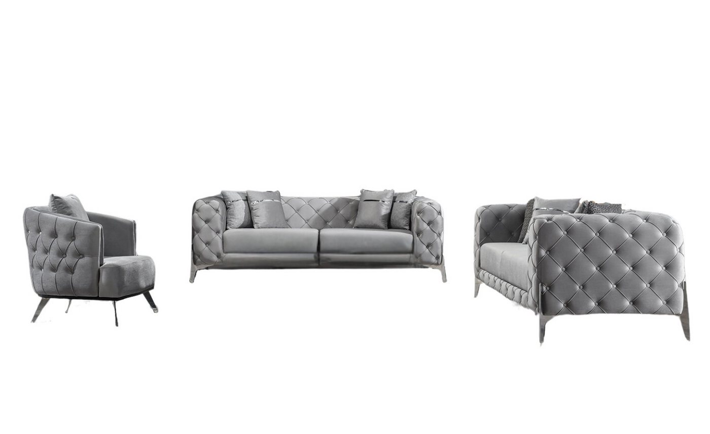 Villa Möbel Polstergarnitur Bari, (Set, 2-tlg), Handmade Quality,strapazierfähiger,pflegeleichter Mikrofaserstoff von Villa Möbel