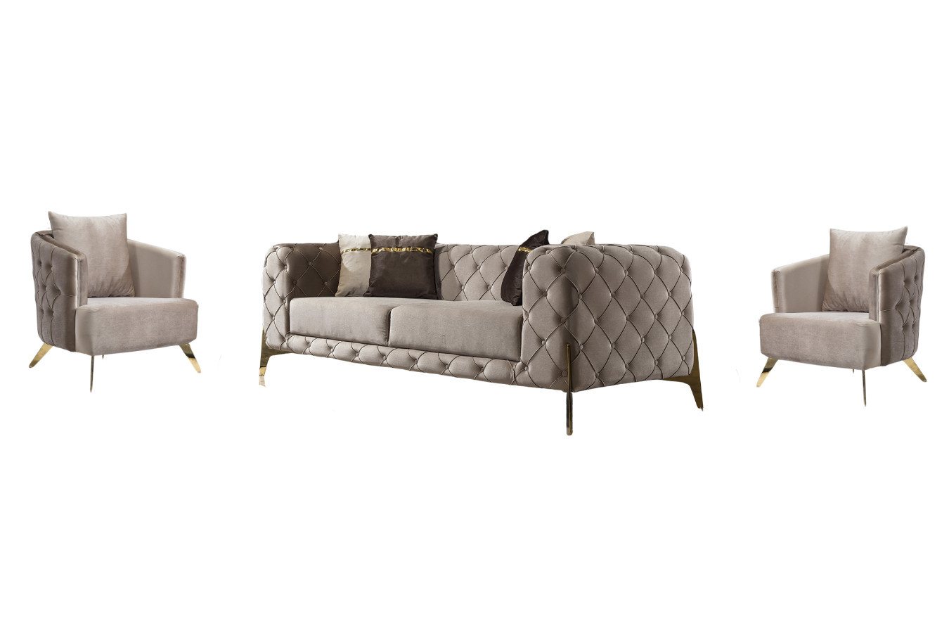Villa Möbel Polstergarnitur Bari, (Set, 3-tlg), Handmade Quality,strapazierfähiger,pflegeleichter Mikrofaserstoff von Villa Möbel