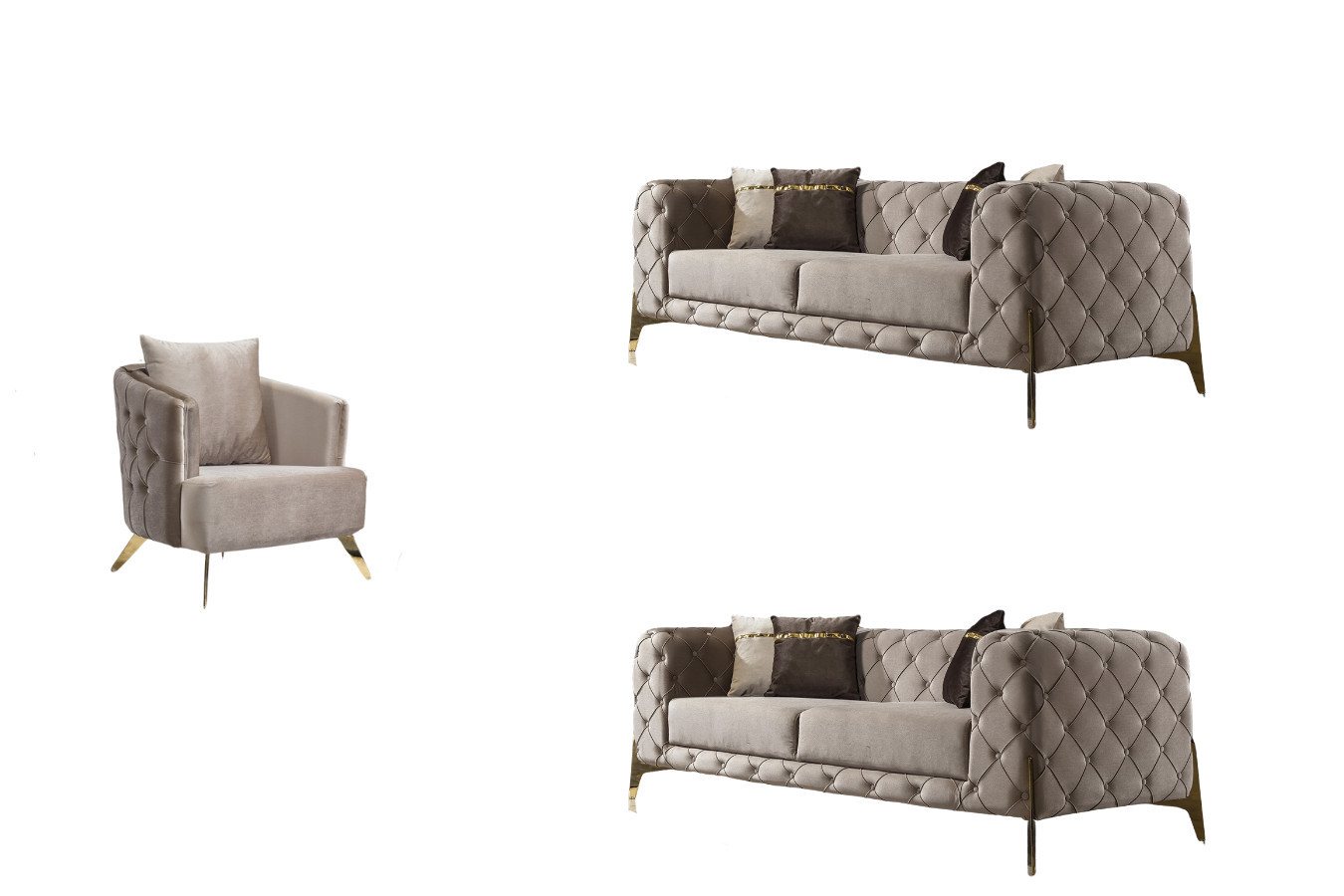 Villa Möbel Polstergarnitur Bari, (Set, 3-tlg), Handmade Quality,strapazierfähiger,pflegeleichter Mikrofaserstoff von Villa Möbel