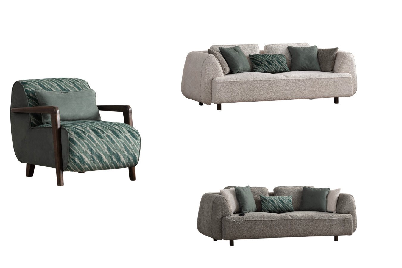 Villa Möbel Polstergarnitur Dallas, (3- tlg., 3-tlg), Handmade Quality,strapazierfähiger Mikrofaser Stoff von Villa Möbel