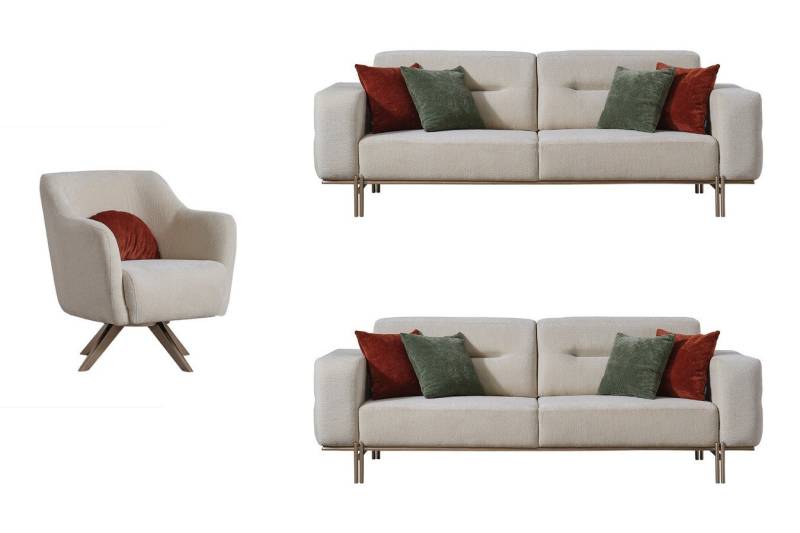 Villa Möbel Polstergarnitur Eos, (Set, 3-tlg), Hand Made Qualtiy, pflegeleichter Mikrofaserstoff von Villa Möbel