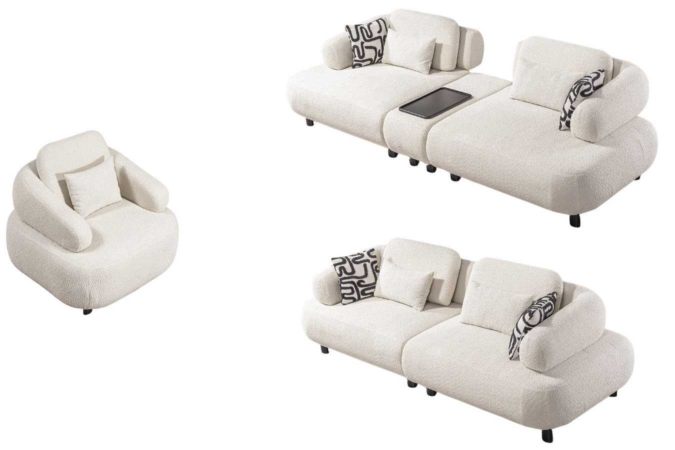 Villa Möbel Polstergarnitur Barcelona, (Set, Set besteht aus: 4 Sitzer+3 Sitzer+Sessel), Hand Made Qualtiy, pflegeleichter Mikrofaserstoff von Villa Möbel