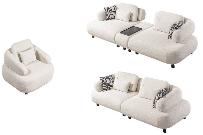 Villa Möbel Polstergarnitur Barcelona, (Set, Set besteht aus: 4 Sitzer+3 Sitzer+Sessel), Hand Made Qualtiy, pflegeleichter Mikrofaserstoff von Villa Möbel