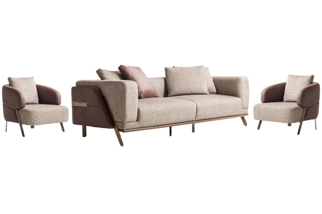 Villa Möbel Polstergarnitur Hera, (Set, 3-tlg), Hand Made Quality, pflegeleichter Mikrofasersamtstoff von Villa Möbel