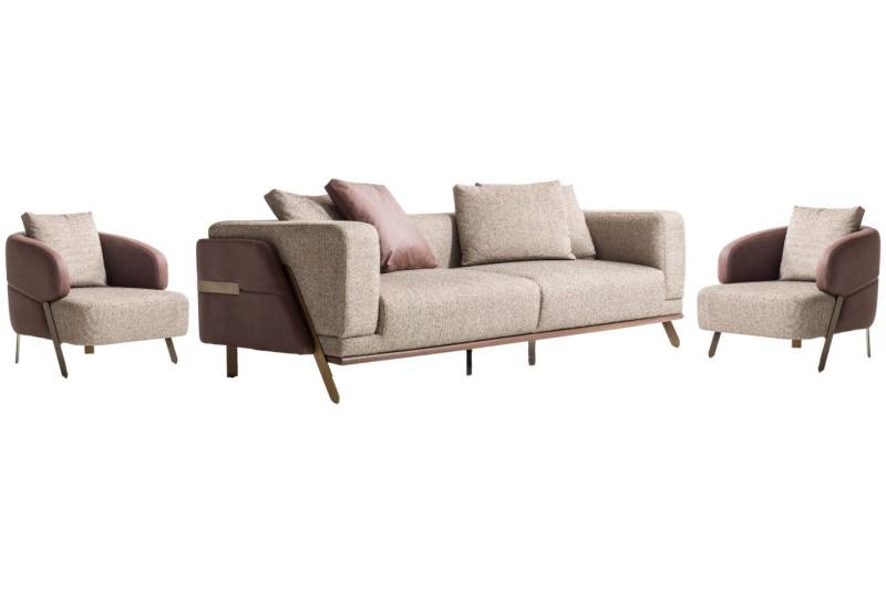 Villa Möbel Polstergarnitur Hera, (Set, 3-tlg), Hand Made Quality, pflegeleichter Mikrofasersamtstoff von Villa Möbel