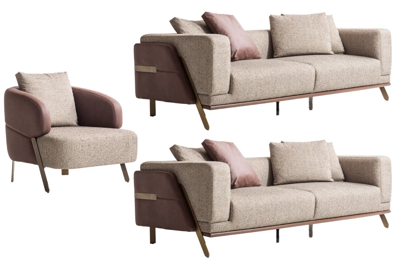 Villa Möbel Polstergarnitur Hera, (Set, 3-tlg), Hand Made Quality, pflegeleichter Mikrofasersamtstoff von Villa Möbel