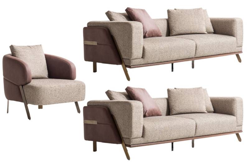 Villa Möbel Polstergarnitur Hera, (Set, 3-tlg), Hand Made Quality, pflegeleichter Mikrofasersamtstoff von Villa Möbel