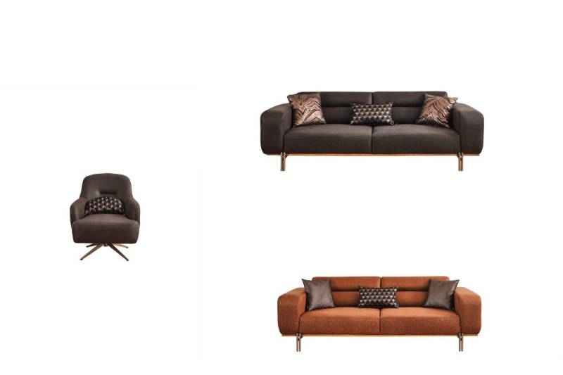 Villa Möbel Polstergarnitur Kronos Metal, (Set, 3-tlg), Hand Made Qualtiy, Luxus-Microfaser (100% Polyester) von Villa Möbel