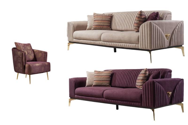 Villa Möbel Polstergarnitur Leaf, (Set, 3-tlg), mit Relax-/Bettfunktion durch umklappbare Rückenlehne von Villa Möbel