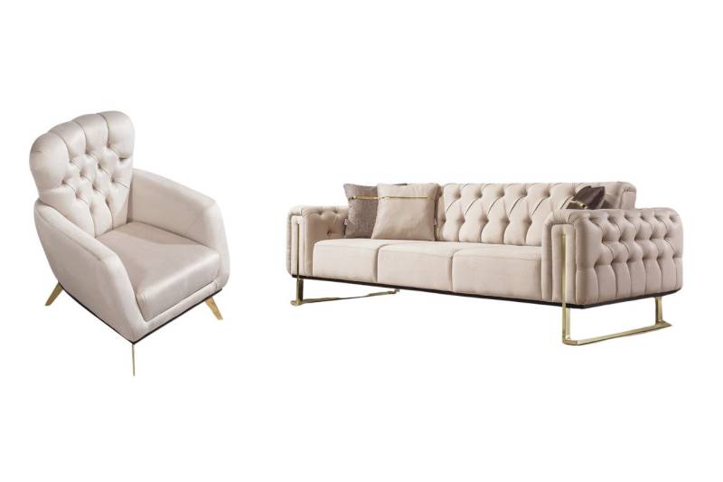 Villa Möbel Polstergarnitur Nova, (Set, 2-tlg), mit Relax-/Bettfunktion durch umklappbare Rückenlehne von Villa Möbel