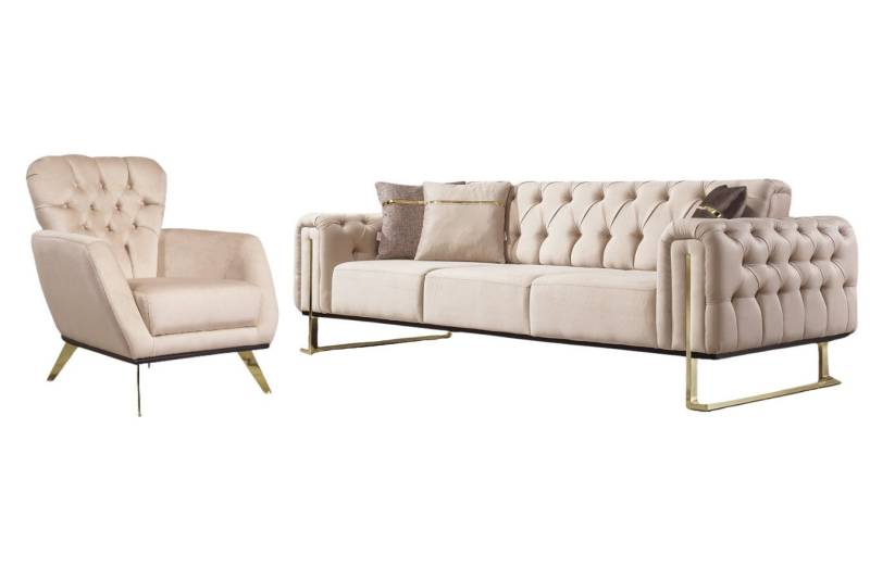 Villa Möbel Polstergarnitur Nova, (Set, 2-tlg), mit Relax-/Bettfunktion durch umklappbare Rückenlehne von Villa Möbel