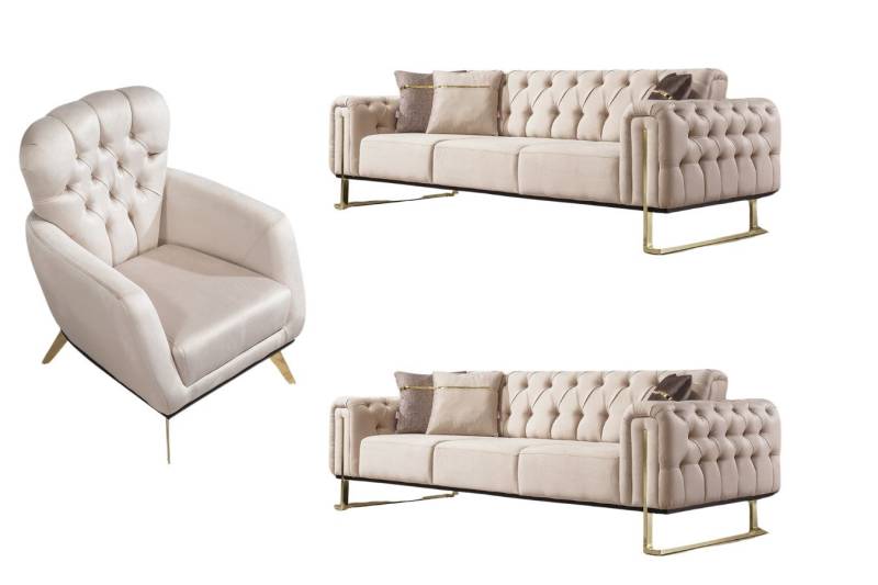 Villa Möbel Polstergarnitur Nova, (Set, 3-tlg), mit Relax-/Bettfunktion durch umklappbare Rückenlehne von Villa Möbel
