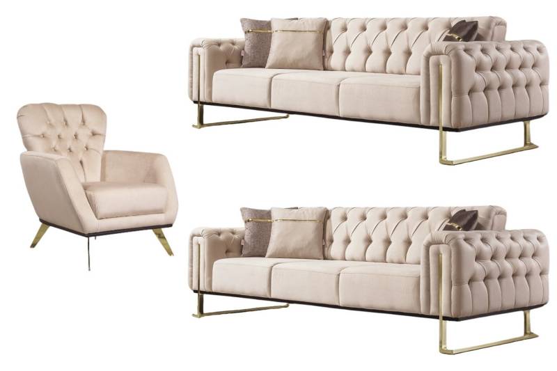 Villa Möbel Polstergarnitur Nova, (Set, 3-tlg), mit Relax-/Bettfunktion durch umklappbare Rückenlehne von Villa Möbel