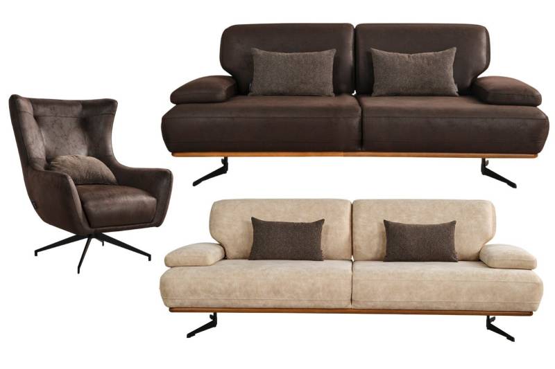 Villa Möbel Polstergarnitur Pegasus, (Set, 3-tlg), Hand Made Qualtiy, Luxus-Microfaser (100% Polyester) von Villa Möbel