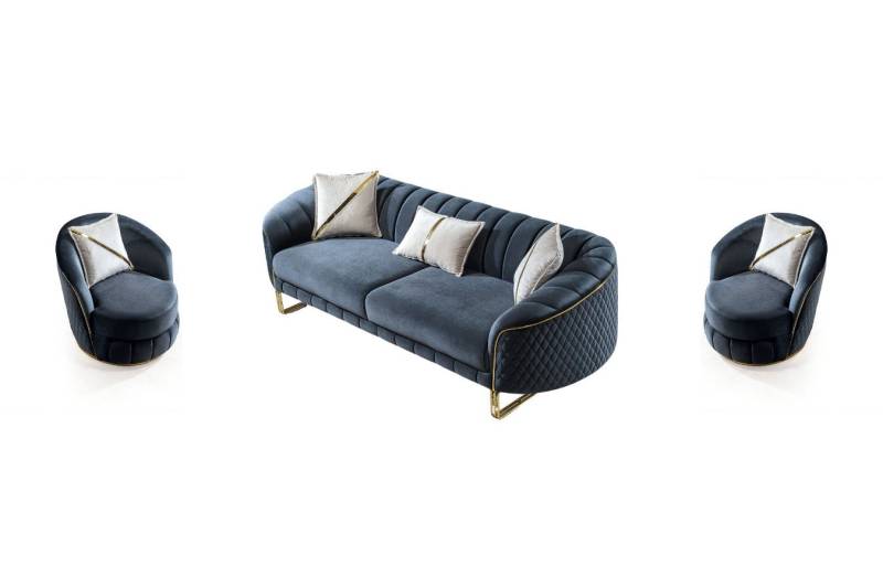 Villa Möbel Polstergarnitur Porto, (Set, 3-tlg), Handmade Quality,strapazierfähiger,pflegeleichter Mikrofaserstoff von Villa Möbel