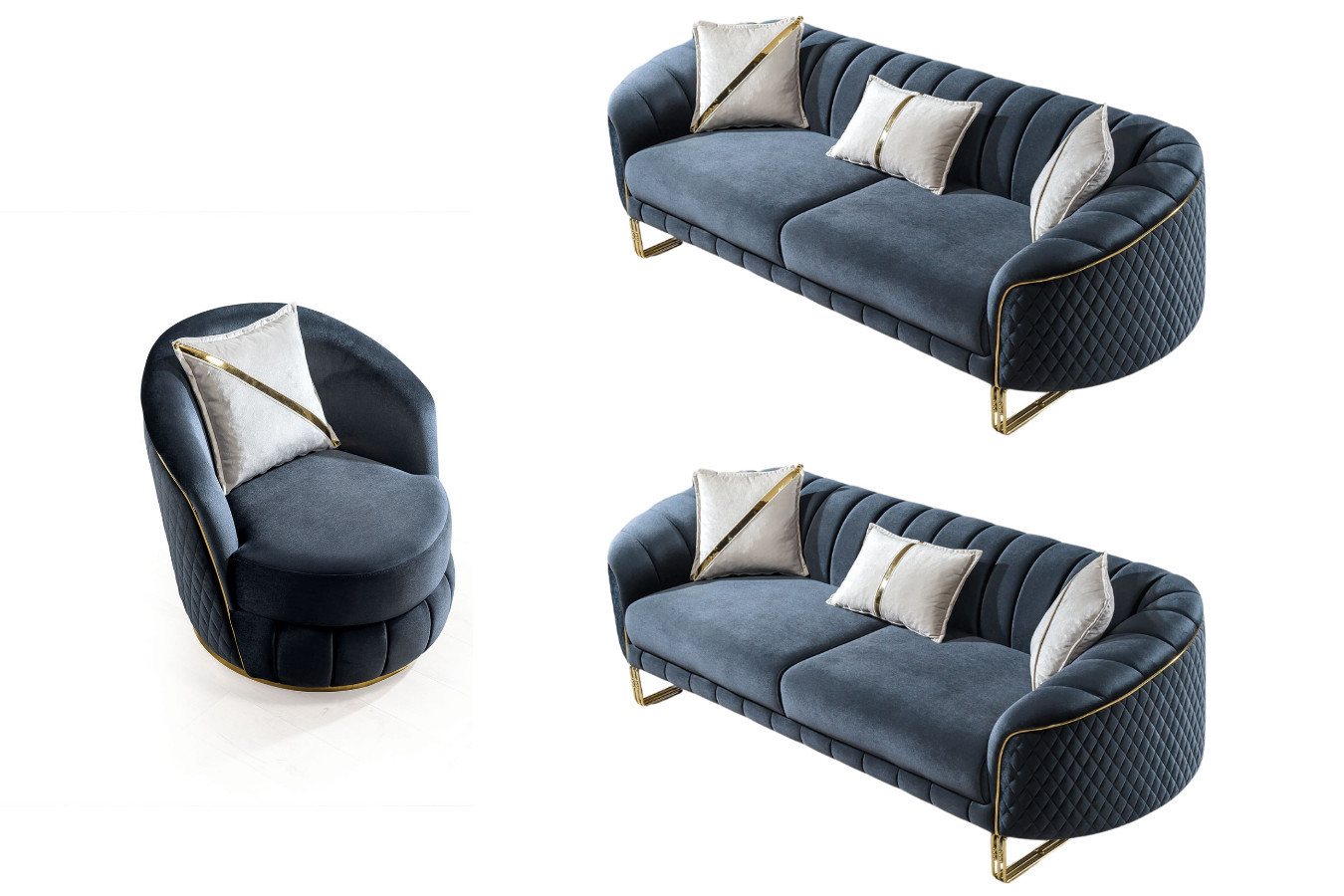 Villa Möbel Polstergarnitur Porto, (Set, 3-tlg), Handmade Quality,strapazierfähiger,pflegeleichter Mikrofaserstoff von Villa Möbel