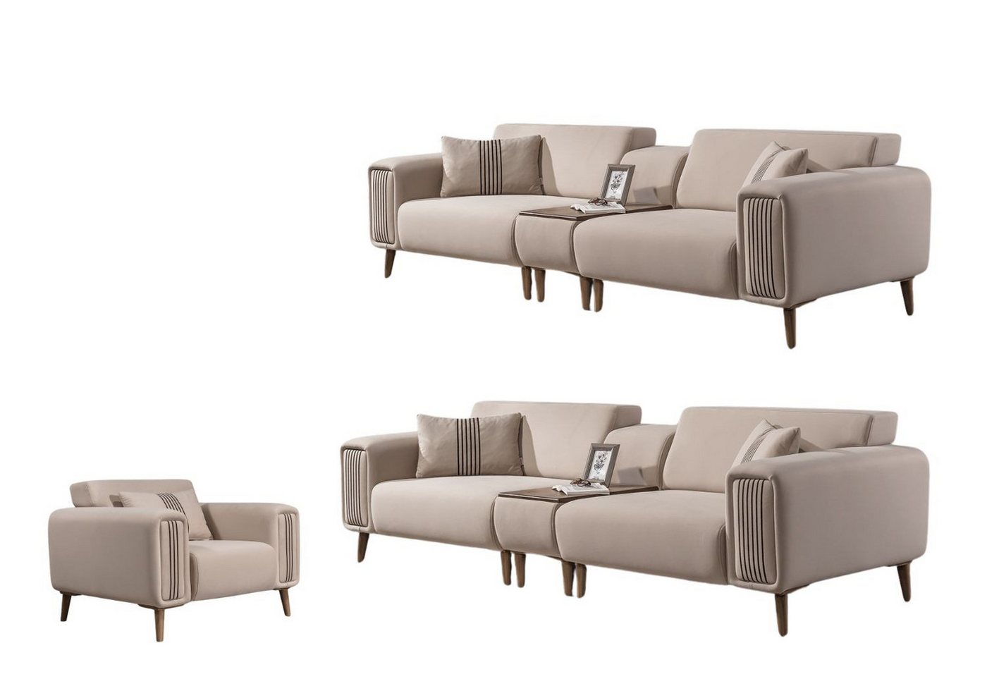 Villa Möbel Polstergarnitur Santero, (Set, 3-tlg), mit Relax-/Bettfunktion durch verstellbare Rückenlehne von Villa Möbel