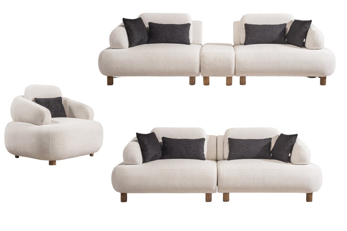 Villa Möbel Polstergarnitur Barcelona, (Set, Set besteht aus: 4 Sitzer+3 Sitzer+Sessel), Hand Made Qualtiy, pflegeleichter Mikrofaserstoff von Villa Möbel