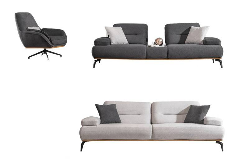 Villa Möbel Polstergarnitur Smooth, (Set, 3-tlg), mit Relax-/Bettfunktion durch verstellbare Rückenlehne von Villa Möbel