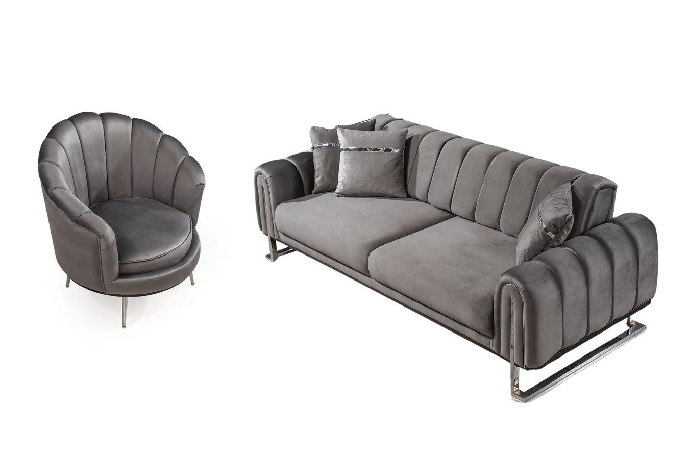 Villa Möbel Polstergarnitur Wave, (Set, 2-tlg), mit Relax-/Bettfunktion durch umklappbare Rückenlehne von Villa Möbel