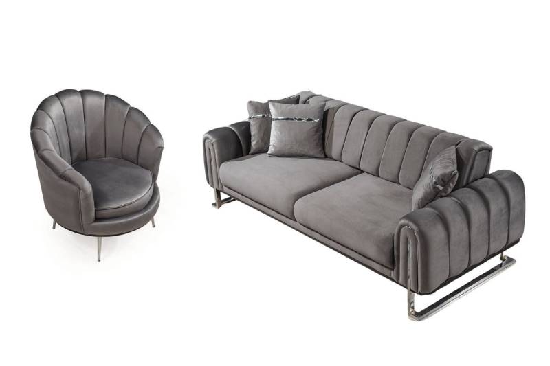 Villa Möbel Polstergarnitur Wave, (Set, 2-tlg), mit Relax-/Bettfunktion durch umklappbare Rückenlehne von Villa Möbel