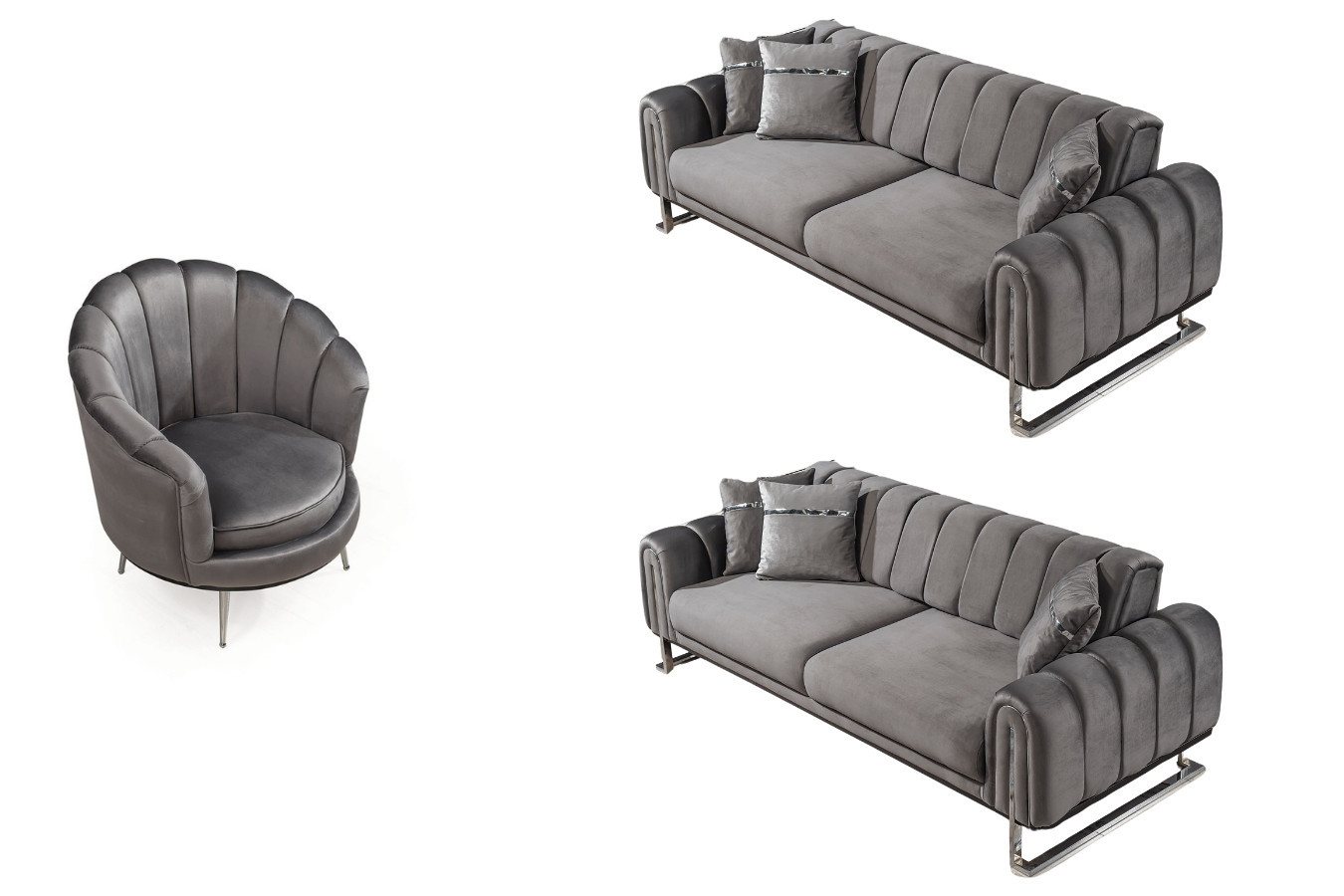 Villa Möbel Polstergarnitur Wave, (Set, 3-tlg), mit Relax-/Bettfunktion durch umklappbare Rückenlehne von Villa Möbel