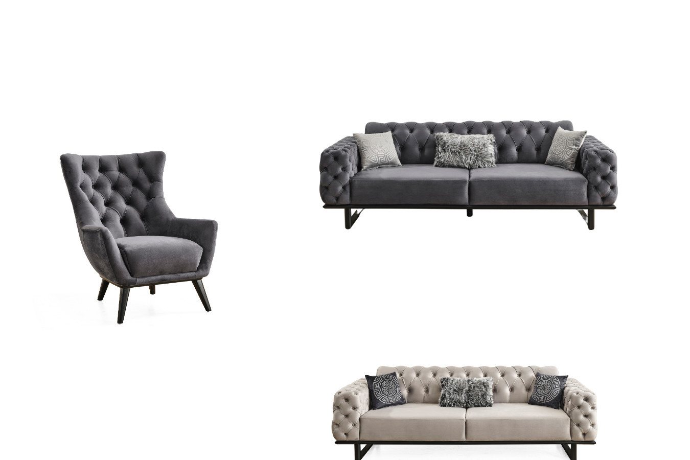Villa Möbel Polstergarnitur Zen, (Set, 3-tlg), Hand Made Qualtiy, Luxus-Microfaser (100% Polyester) von Villa Möbel