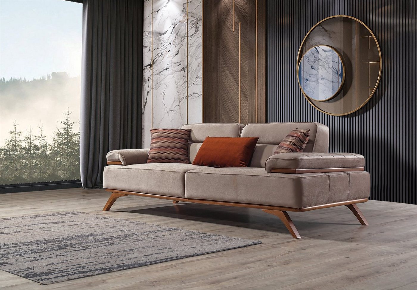 Villa Möbel Sofa Andorra, 1 Stk. 3-Sitzer, mit Relax-/Bettfunktion durch verstellbare Rückenlehne von Villa Möbel