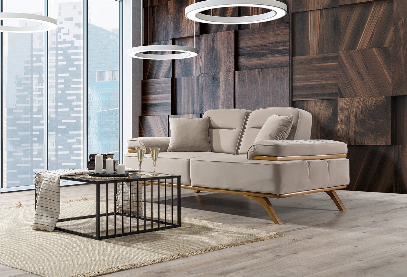 Villa Möbel Sofa Andorra, 1 Stk. 3-Sitzer, mit Relax-/Bettfunktion durch verstellbare Rückenlehne von Villa Möbel