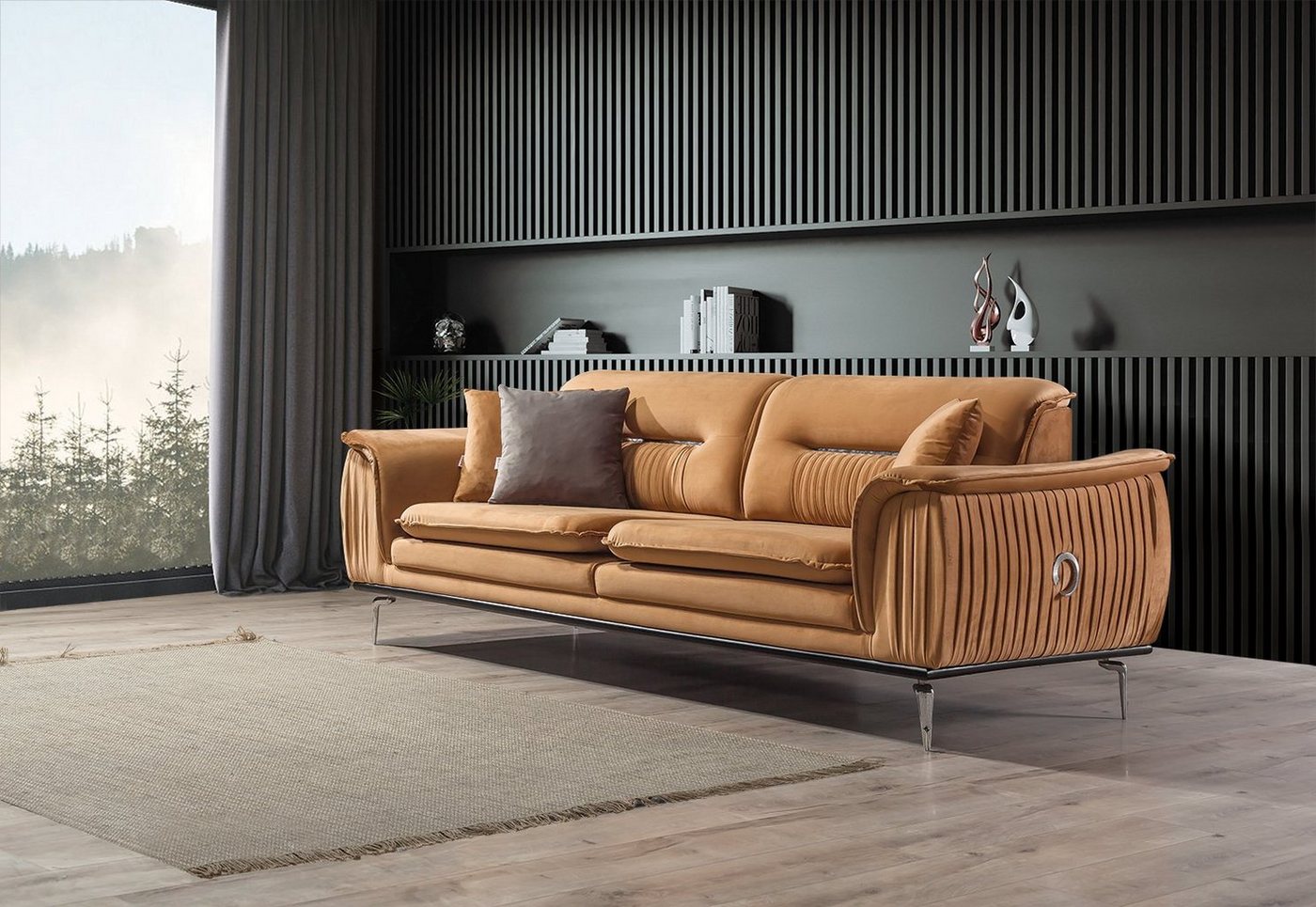 Villa Möbel Sofa Bologna, 1 Stk. 3-Sitzer, Quality Made in Turkey, Luxus-Microfaser (100% Polyester) von Villa Möbel