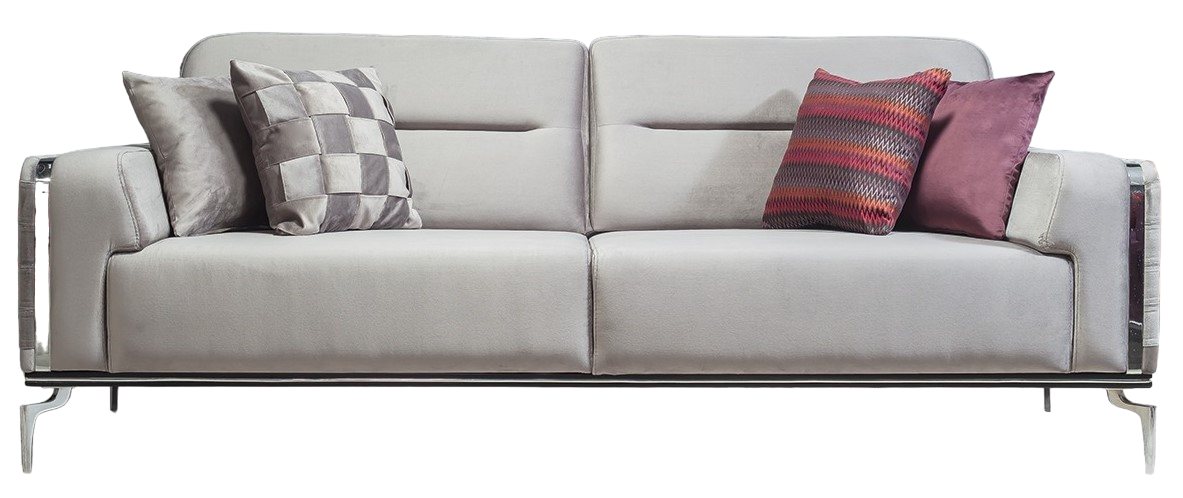 Villa Möbel Sofa Check, 1 Stk. 3-Sitzer, Quality Made in Turkey, pflegeleichter Mikrofaserstoff, Metallfüße von Villa Möbel