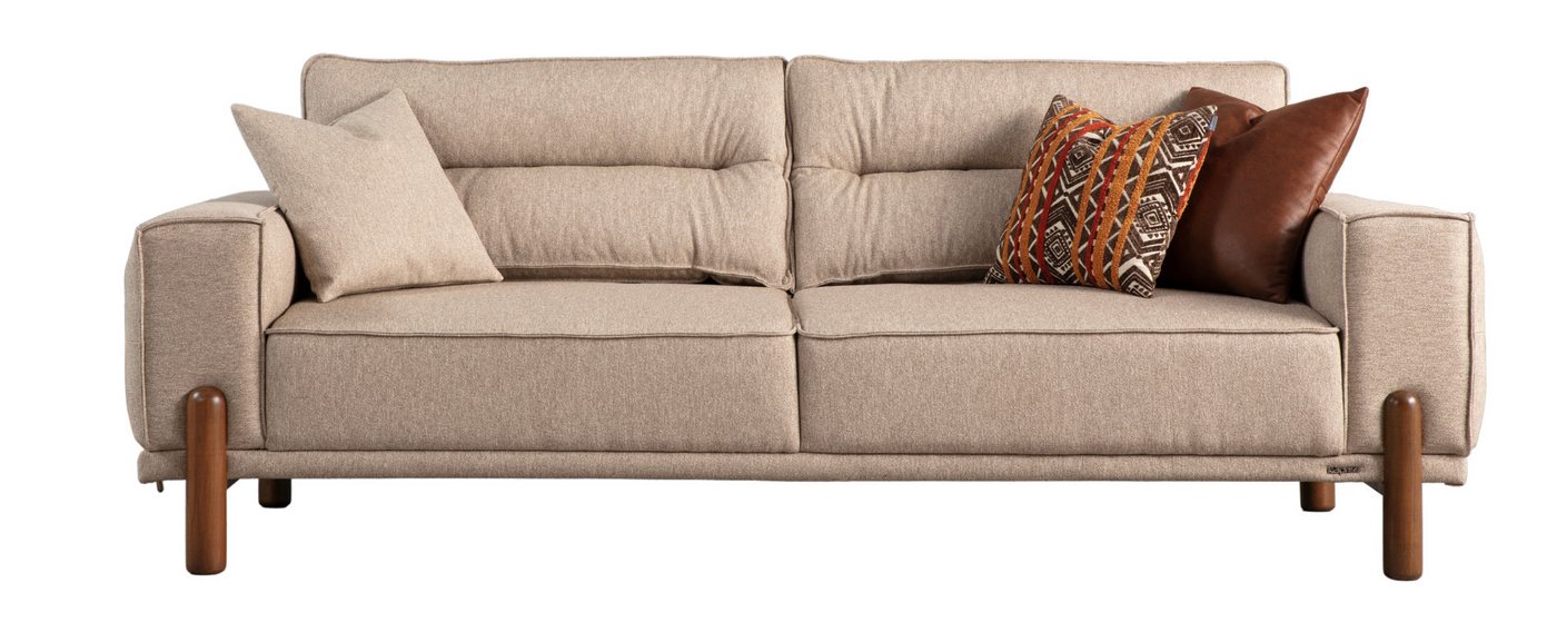 Villa Möbel Sofa Cognac, 1 Stk. 3-Sitzer, Hand Made Qualtiy, modernes Design, Schlaffunktion, Naturholzfüsse von Villa Möbel