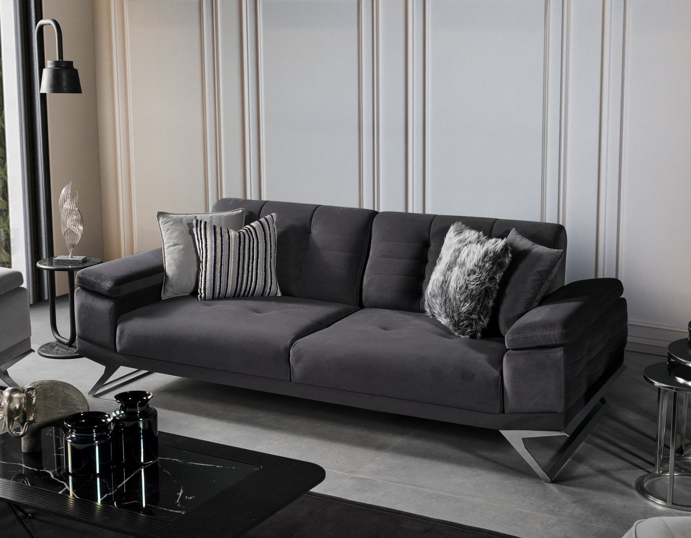 Villa Möbel Sofa Kiew, 1 Stk. 3-Sitzer, mit Relax-/Bettfunktion durch verstellbare Rückenlehne von Villa Möbel