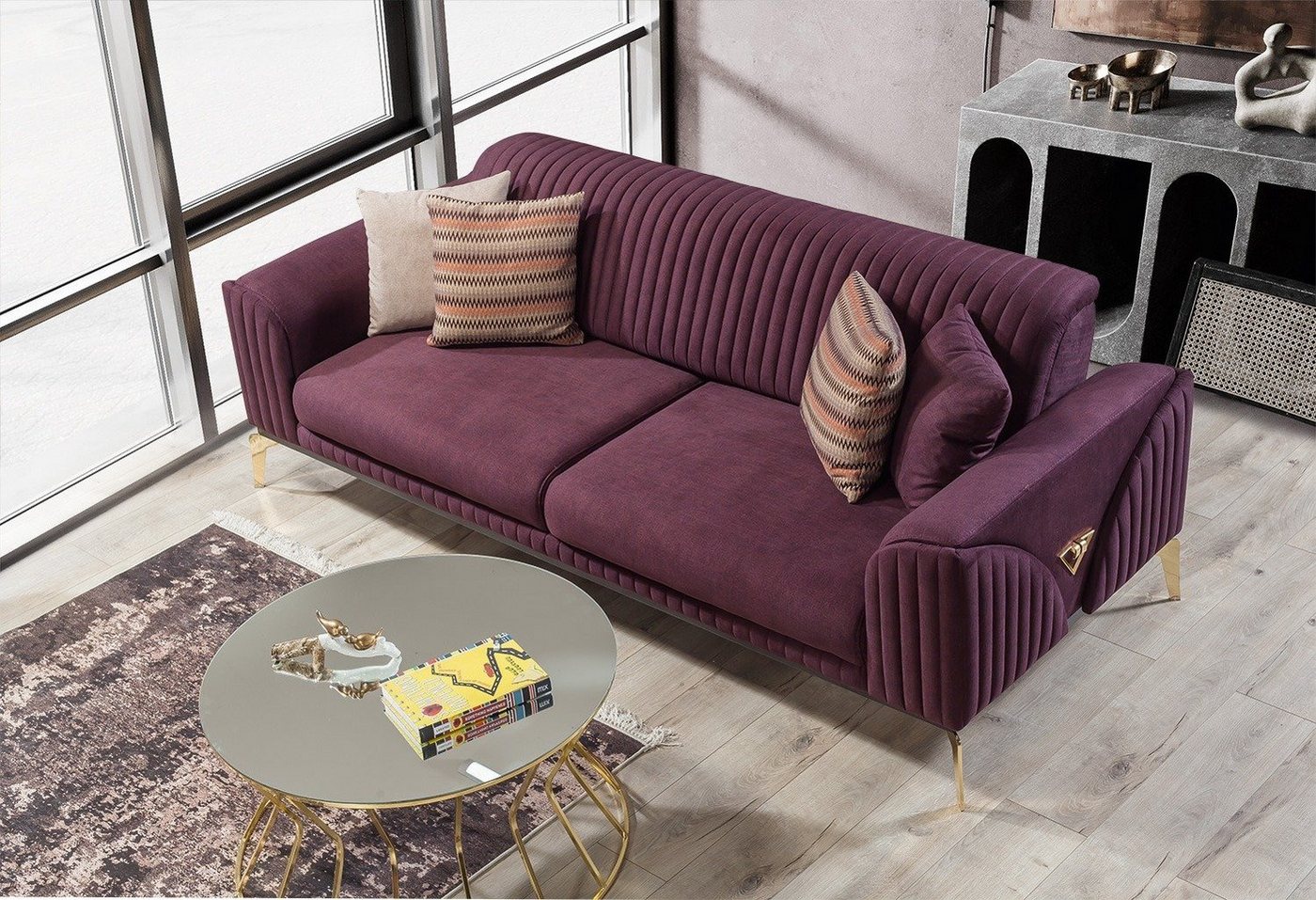 Villa Möbel Sofa Leaf, 1 Stk. 3-Sitzer, Quality Made in Turkey, Luxus-Microfaser (100% Polyester) von Villa Möbel