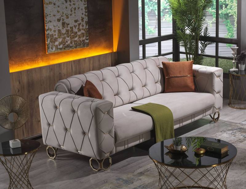 Villa Möbel Sofa Lizzy, 1 Stk. 3-Sitzer, Hand Made Quality, pflegeleichter Mikrofasersamtstoff von Villa Möbel
